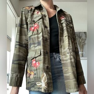 Johnny Was, Camo, Jacket, Stitched, Flowers, Small